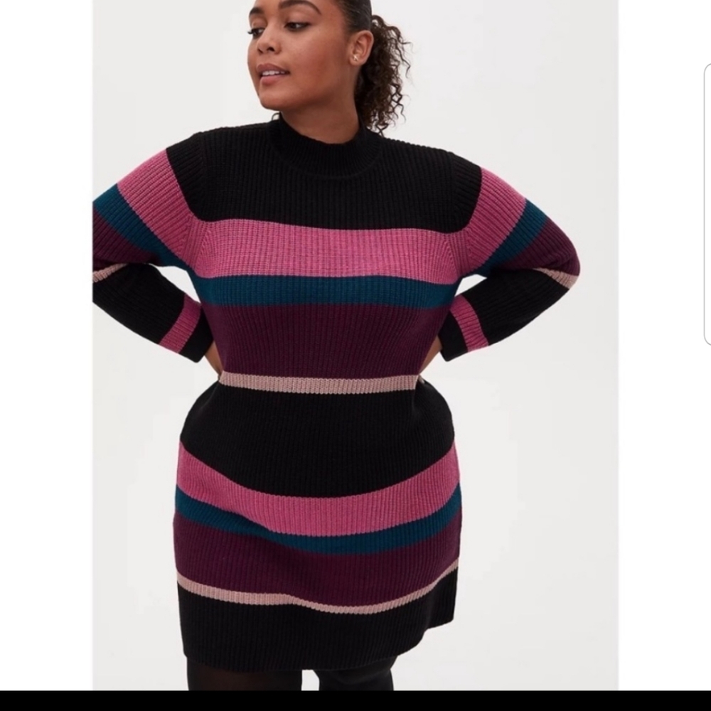 Torrid Multi Stripe Mock Neck Sweater Dress Sz 3
